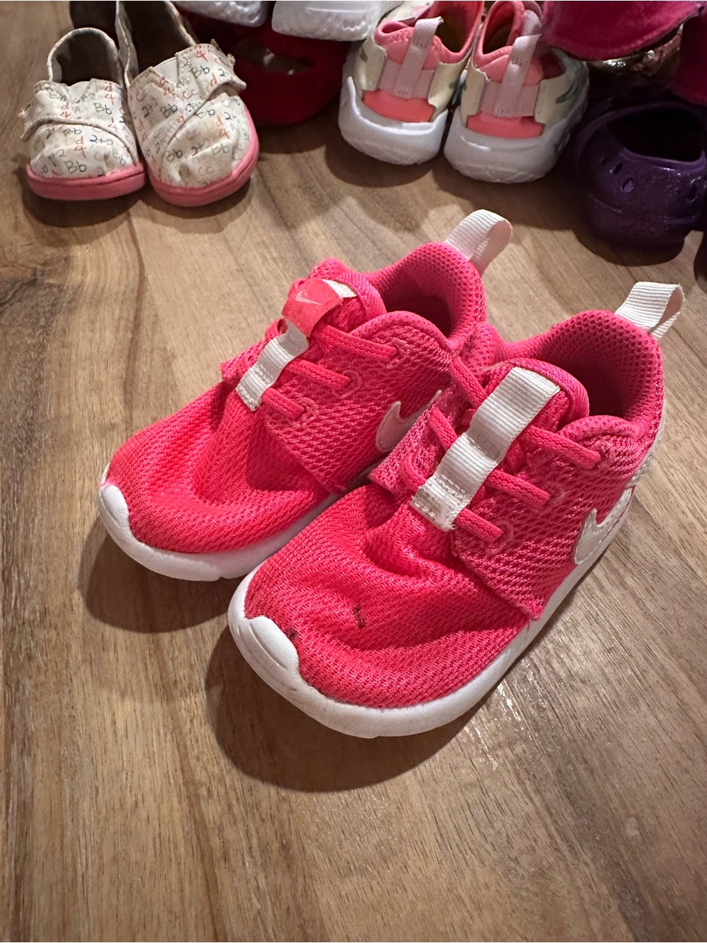 Nike Kids Bright Pink Slip-On Mesh Sneakers with White Accents